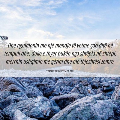 Picture 06 - Veprat e Apostujve 2:46 ALB - Dhe ngulmonin me një mendje të vetme çdo ditë - Bible Verse Picture
