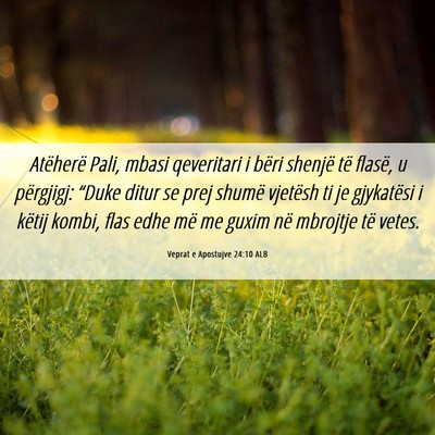 Picture 06 - Veprat e Apostujve 24:10 ALB - Atëherë Pali, mbasi qeveritari i bëri shenjë - Bible Verse Picture