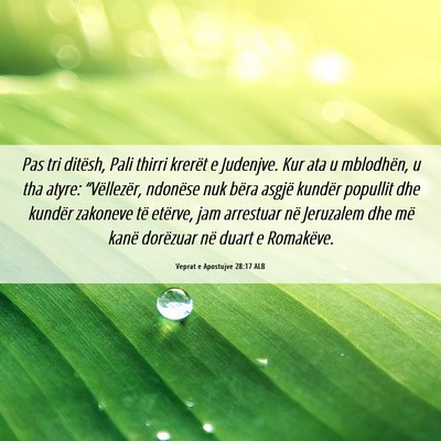 Picture 06 - Veprat e Apostujve 28:17 ALB - Pas tri ditësh, Pali thirri krerët e Judenjve. - Bible Verse Picture