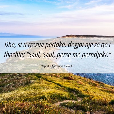 Picture 06 - Veprat e Apostujve 9:4 ALB - Dhe, si u rrëzua përtokë, dëgjoi një zë që - Bible Verse Picture