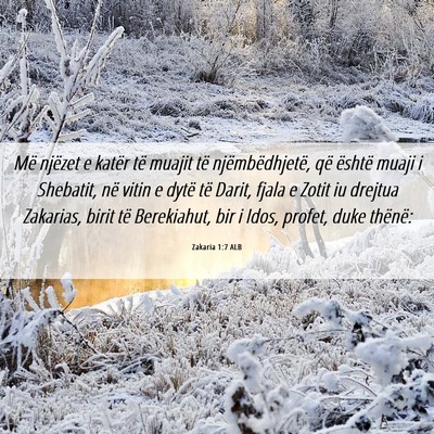 Picture 06 - Zakaria 1:7 ALB - Më njëzet e katër të muajit të - Bible Verse Picture