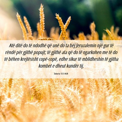 Picture 06 - Zakaria 12:3 ALB - Atë ditë do të ndodhë që unë do ta bëj - Bible Verse Picture