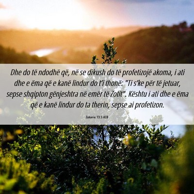 Picture 06 - Zakaria 13:3 ALB - Dhe do të ndodhë që, në se dikush do të - Bible Verse Picture
