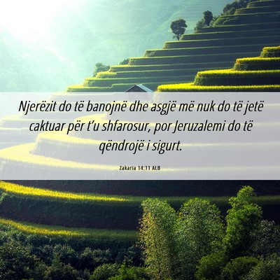 Picture 06 - Zakaria 14:11 ALB - Njerëzit do të banojnë dhe asgjë më nuk do - Bible Verse Picture