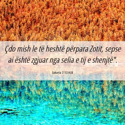Picture 06 - Zakaria 2:13 ALB - Çdo mish le të heshtë përpara Zotit, sepse ai - Bible Verse Picture