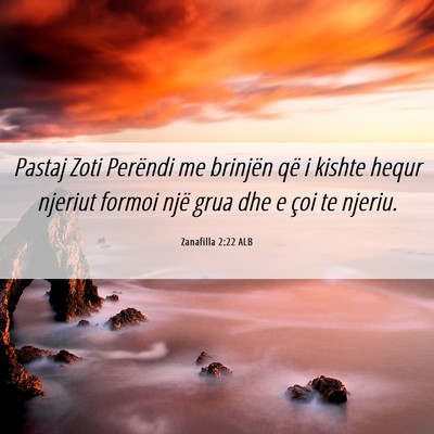 Picture 06 - Zanafilla 2:22 ALB - Pastaj Zoti Perëndi me brinjën që i kishte - Bible Verse Picture
