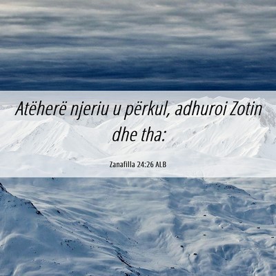 Picture 06 - Zanafilla 24:26 ALB - Atëherë njeriu u përkul, adhuroi Zotin dhe - Bible Verse Picture