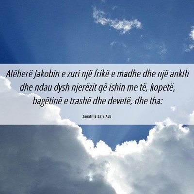 Picture 06 - Zanafilla 32:7 ALB - Atëherë Jakobin e zuri një frikë e madhe dhe - Bible Verse Picture