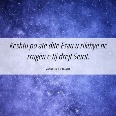 Picture 06 - Zanafilla 33:16 ALB - Kështu po atë ditë Esau u rikthye në rrugën - Bible Verse Picture