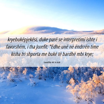 Picture 06 - Zanafilla 40:16 ALB - kryebukëpjekësi, duke parë se interpretimi - Bible Verse Picture