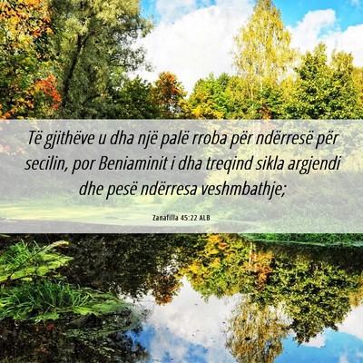 Picture 06 - Zanafilla 45:22 ALB - Të gjithëve u dha një palë rroba për - Bible Verse Picture