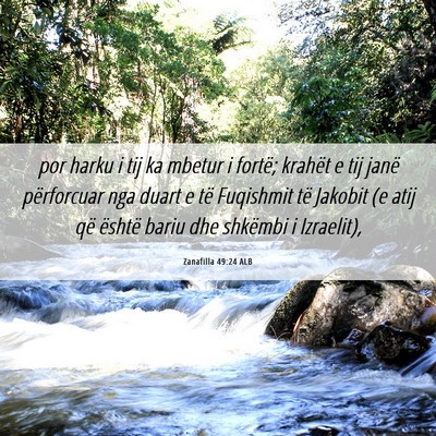 Picture 06 - Zanafilla 49:24 ALB - por harku i tij ka mbetur i fortë; krahët e tij - Bible Verse Picture