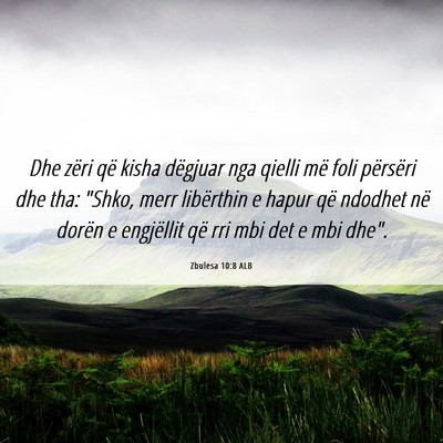Picture 06 - Zbulesa 10:8 ALB - Dhe zëri që kisha dëgjuar nga qielli më foli - Bible Verse Picture