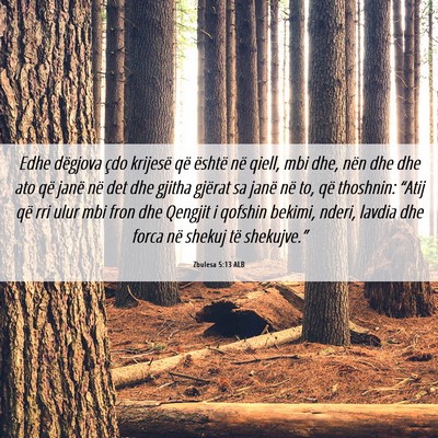Picture 06 - Zbulesa 5:13 ALB - Edhe dëgjova çdo krijesë që është në - Bible Verse Picture