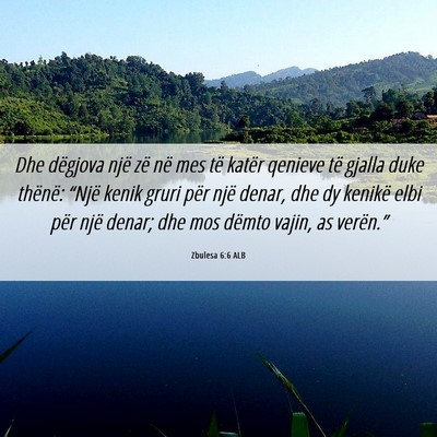 Picture 06 - Zbulesa 6:6 ALB - Dhe dëgjova një zë në mes të katër qenieve - Bible Verse Picture