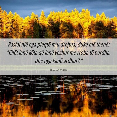 Picture 06 - Zbulesa 7:13 ALB - Pastaj një nga pleqtë m’u drejtua, duke më - Bible Verse Picture