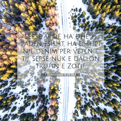 Picture 07 - 1 Korintasve 11:29 ALB - sepse ai që ha dhe pi padenjësisht, ha dhe pi - Bible Verse Picture