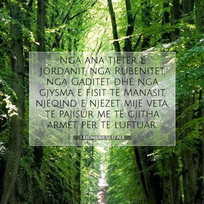 Picture 07 - 1 Kronikave 12:37 ALB - Nga ana tjetër e Jordanit, nga Rubenitët, nga - Bible Verse Picture