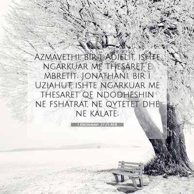 Picture 07 - 1 Kronikave 27:25 ALB - Azmavethi, bir i Adielit, ishte ngarkuar me - Bible Verse Picture