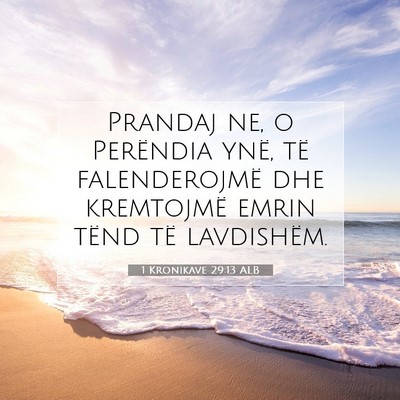 Picture 07 - 1 Kronikave 29:13 ALB - Prandaj ne, o Perëndia ynë, të falenderojmë - Bible Verse Picture