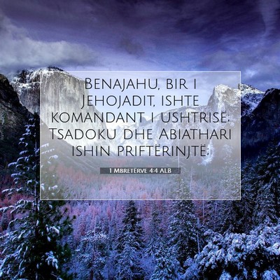 Picture 07 - 1 Mbretërve 4:4 ALB - Benajahu, bir i Jehojadit, ishte komandant i - Bible Verse Picture