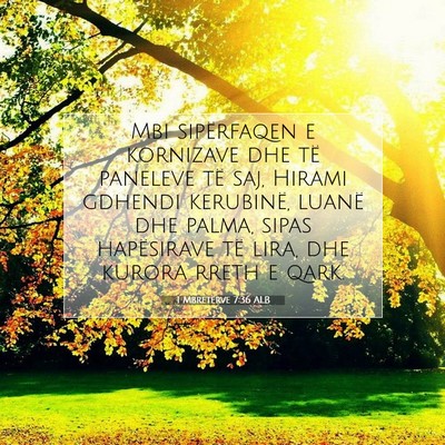 Picture 07 - 1 Mbretërve 7:36 ALB - Mbi sipërfaqen e kornizave dhe të paneleve të - Bible Verse Picture