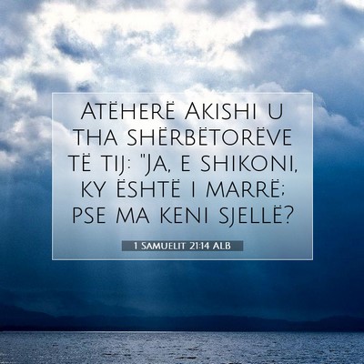Picture 07 - 1 Samuelit 21:14 ALB - Atëherë Akishi u tha shërbëtorëve të tij: - Bible Verse Picture