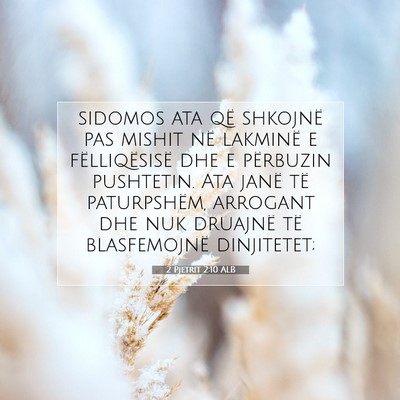 Picture 07 - 2 Pjetrit 2:10 ALB - sidomos ata që shkojnë pas mishit në lakminë - Bible Verse Picture