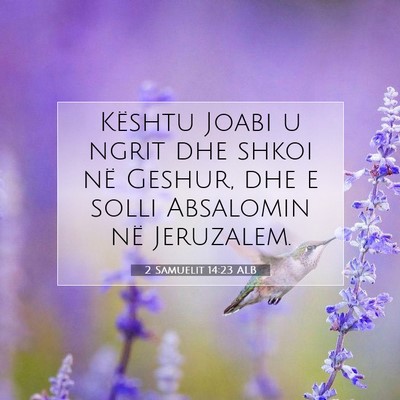 Picture 07 - 2 Samuelit 14:23 ALB - Kështu Joabi u ngrit dhe shkoi në Geshur, dhe e - Bible Verse Picture