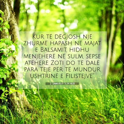 Picture 07 - 2 Samuelit 5:24 ALB - Kur të dëgjosh një zhurmë hapash në majat e - Bible Verse Picture