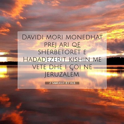 Picture 07 - 2 Samuelit 8:7 ALB - Davidi mori monedhat prej ari që shërbëtorët - Bible Verse Picture