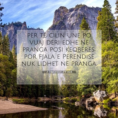 Picture 07 - 2 Timoteut 2:9 ALB - për të cilin unë po vuaj deri edhe në pranga - Bible Verse Picture