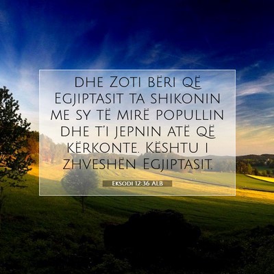 Picture 07 - Eksodi 12:36 ALB - dhe Zoti bëri që Egjiptasit ta shikonin me sy - Bible Verse Picture