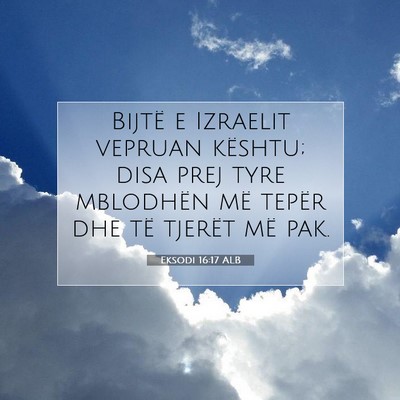 Picture 07 - Eksodi 16:17 ALB - Bijtë e Izraelit vepruan kështu; disa prej tyre - Bible Verse Picture