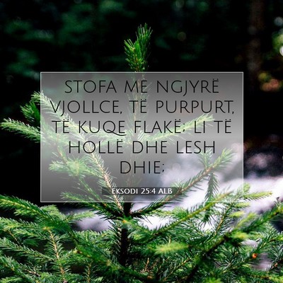 Picture 07 - Eksodi 25:4 ALB - stofa me ngjyrë vjollce, të purpurt, të kuqe - Bible Verse Picture