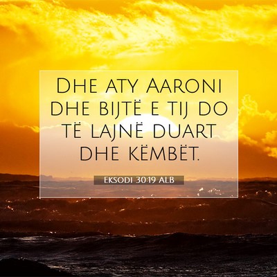Picture 07 - Eksodi 30:19 ALB - Dhe aty Aaroni dhe bijtë e tij do të lajnë - Bible Verse Picture