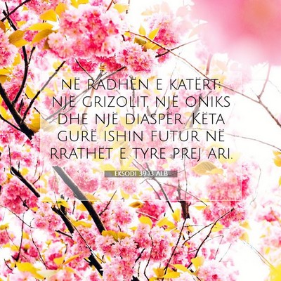 Picture 07 - Eksodi 39:13 ALB - në radhën e katërt: një grizolit, një oniks - Bible Verse Picture