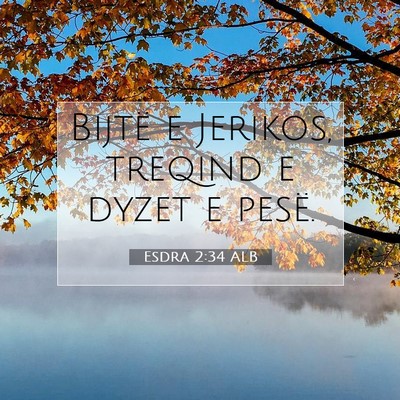 Picture 07 - Esdra 2:34 ALB - Bijtë e Jerikos, treqind e dyzet e - Bible Verse Picture