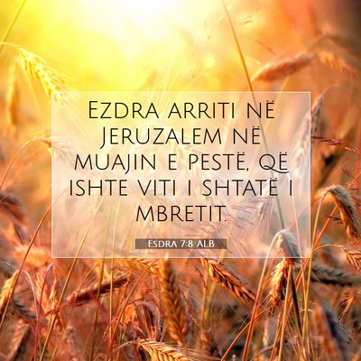Picture 07 - Esdra 7:8 ALB - Ezdra arriti në Jeruzalem në muajin e pestë, - Bible Verse Picture