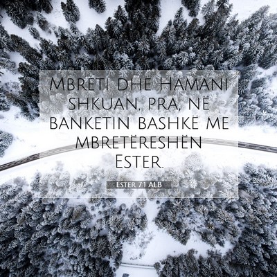 Picture 07 - Ester 7:1 ALB - Mbreti dhe Hamani shkuan, pra, në banketin - Bible Verse Picture