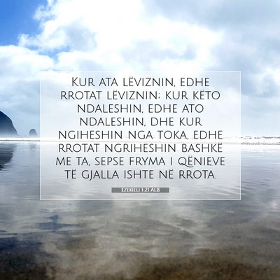 Picture 07 - Ezekieli 1:21 ALB - Kur ata lëviznin, edhe rrotat lëviznin; kur - Bible Verse Picture