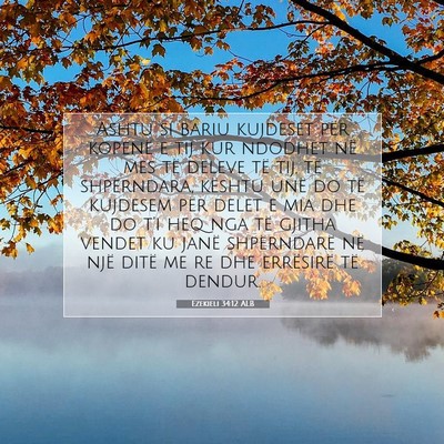 Picture 07 - Ezekieli 34:12 ALB - Ashtu si bariu kujdeset për kopenë e tij kur - Bible Verse Picture
