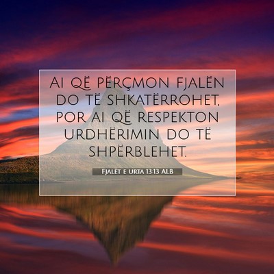 Picture 07 - Fjalët e urta 13:13 ALB - Ai që përçmon fjalën do të shkatërrohet, - Bible Verse Picture