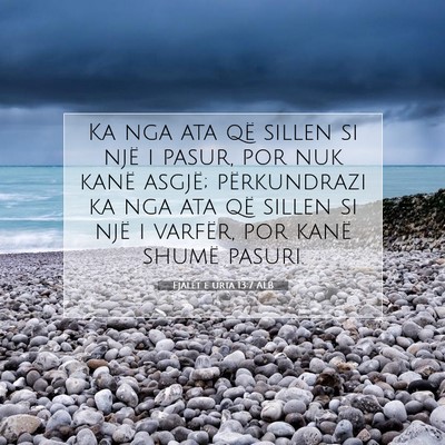 Picture 07 - Fjalët e urta 13:7 ALB - Ka nga ata që sillen si një i pasur, por nuk - Bible Verse Picture