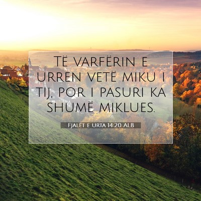 Picture 07 - Fjalët e urta 14:20 ALB - Të varfërin e urren vetë miku i tij, por i - Bible Verse Picture
