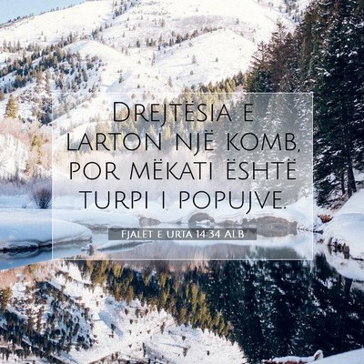 Picture 07 - Fjalët e urta 14:34 ALB - Drejtësia e larton një komb, por mëkati - Bible Verse Picture