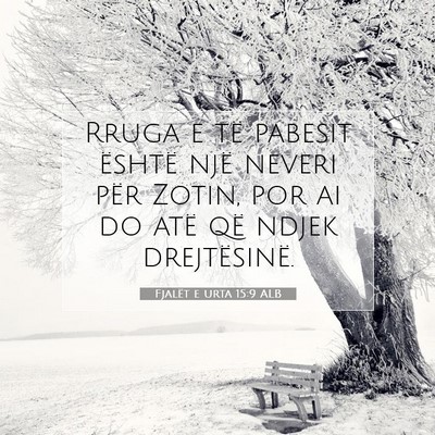 Picture 07 - Fjalët e urta 15:9 ALB - Rruga e të pabesit është një neveri për - Bible Verse Picture