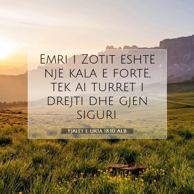 Picture 07 - Fjalët e urta 18:10 ALB - Emri i Zotit është një kala e fortë, tek ai - Bible Verse Picture