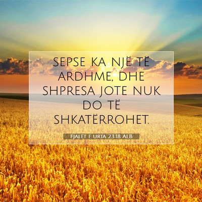 Picture 07 - Fjalët e urta 23:18 ALB - sepse ka një të ardhme, dhe shpresa jote nuk do - Bible Verse Picture