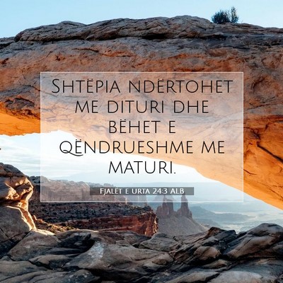 Picture 07 - Fjalët e urta 24:3 ALB - Shtëpia ndërtohet me dituri dhe bëhet e - Bible Verse Picture